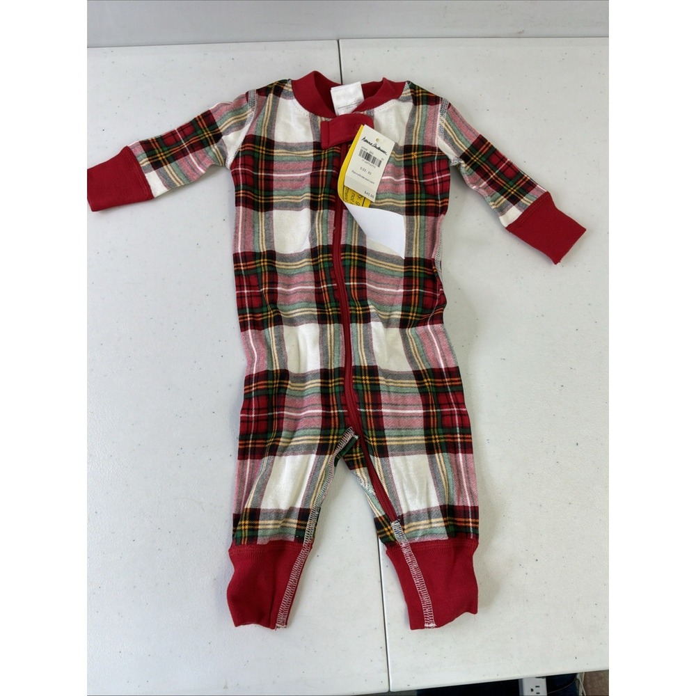 NEW Hanna Andersson Pajamas One Piece Christmas Plaid 0-3 Months Organic Cotton